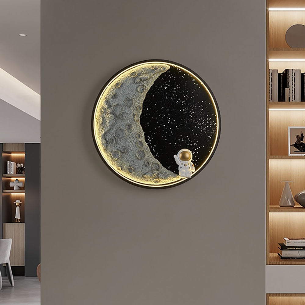 Aria wandlamp – Astronaut – Maan – Zwart metaal
