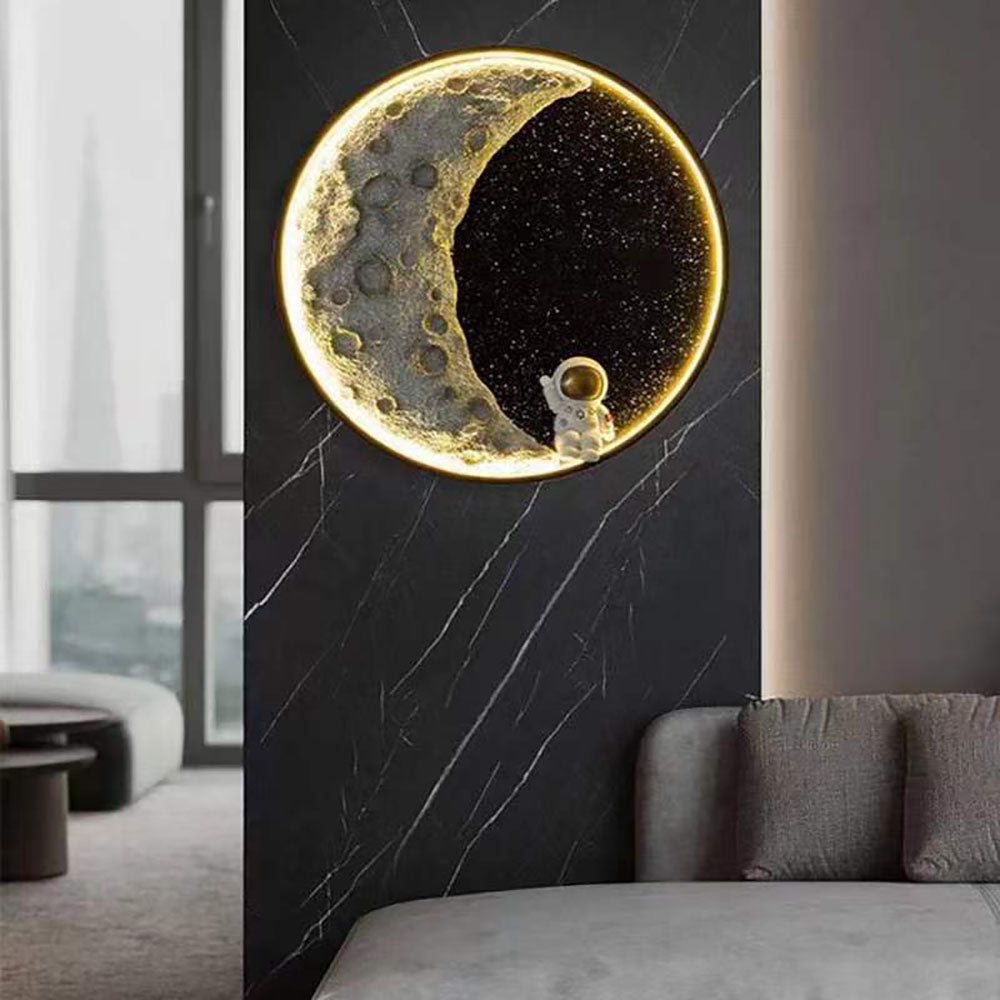 Aria wandlamp – Astronaut – Maan – Zwart metaal