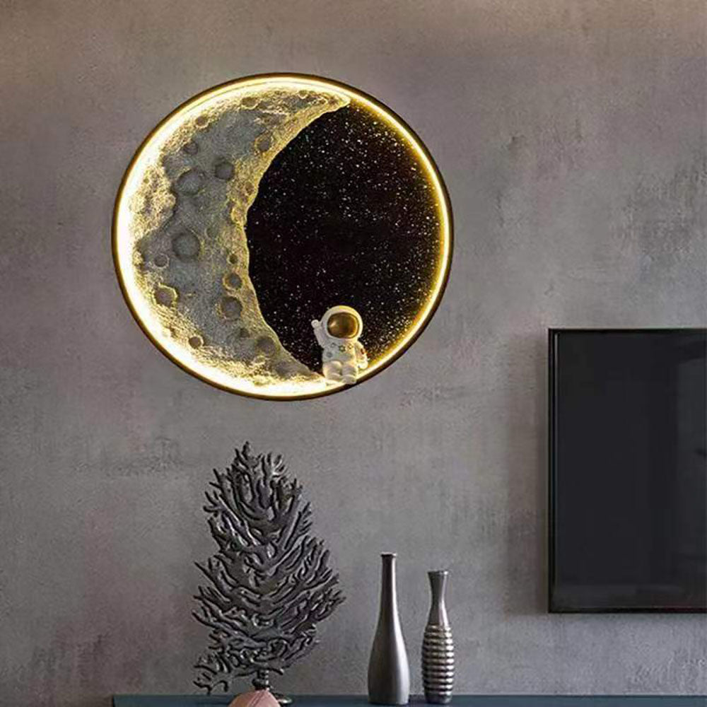 Aria wandlamp – Astronaut – Maan – Zwart metaal