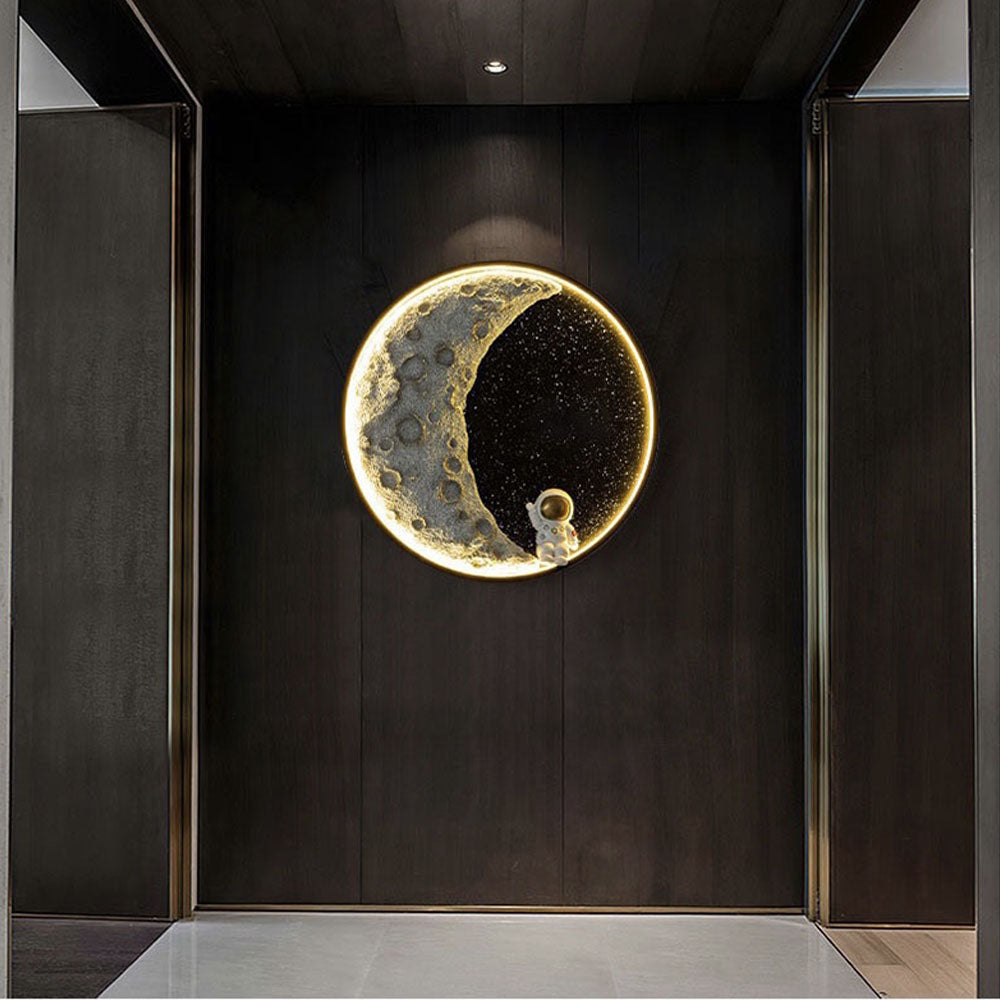 Aria wandlamp – Astronaut – Maan – Zwart metaal