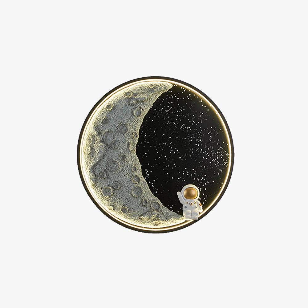 Aria wandlamp – Astronaut – Maan – Zwart metaal