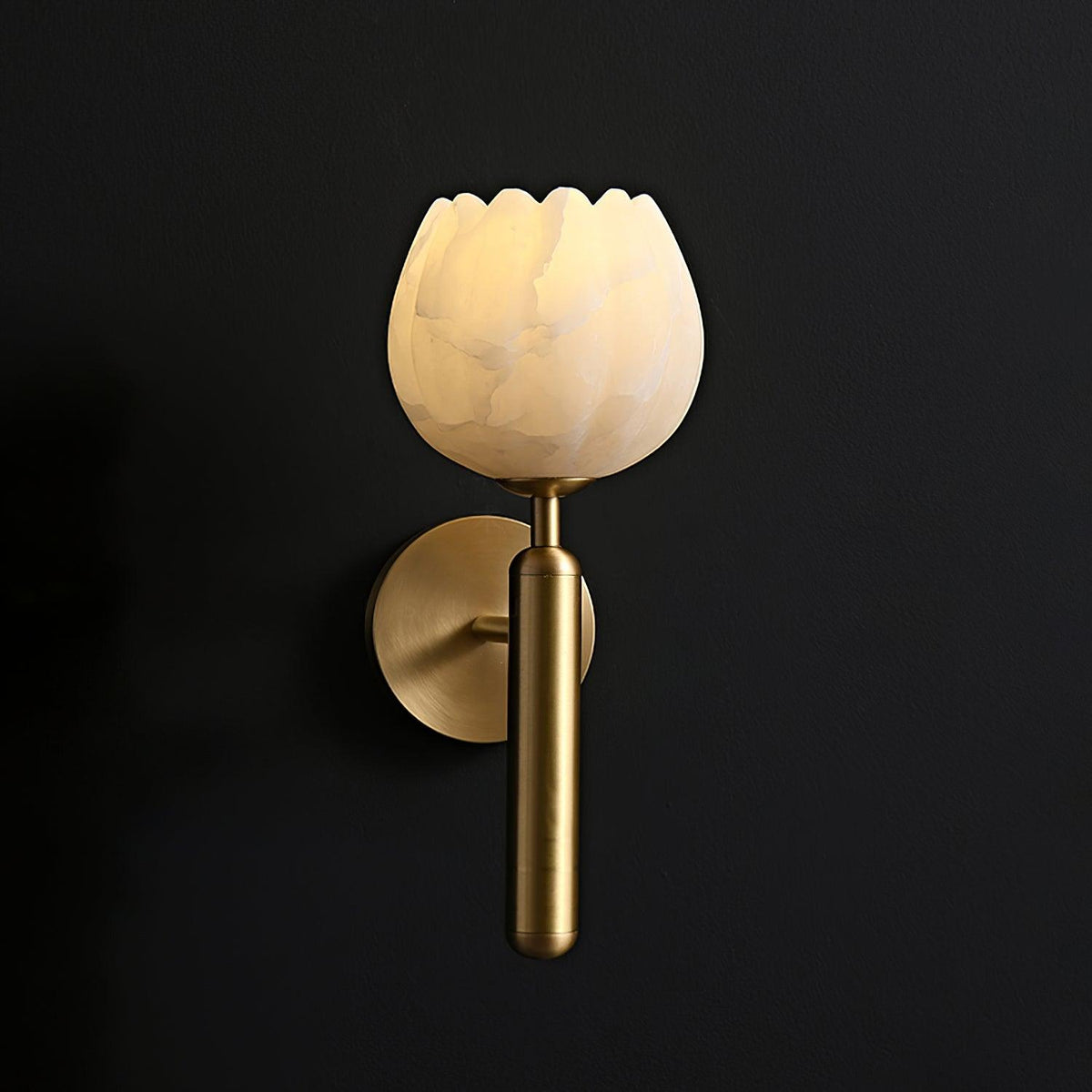 Alabaster Flower Wall Light – Contemporary – Alabaster & Brass