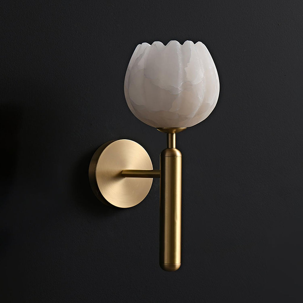 Alabaster Flower Wall Light – Contemporary – Alabaster & Brass