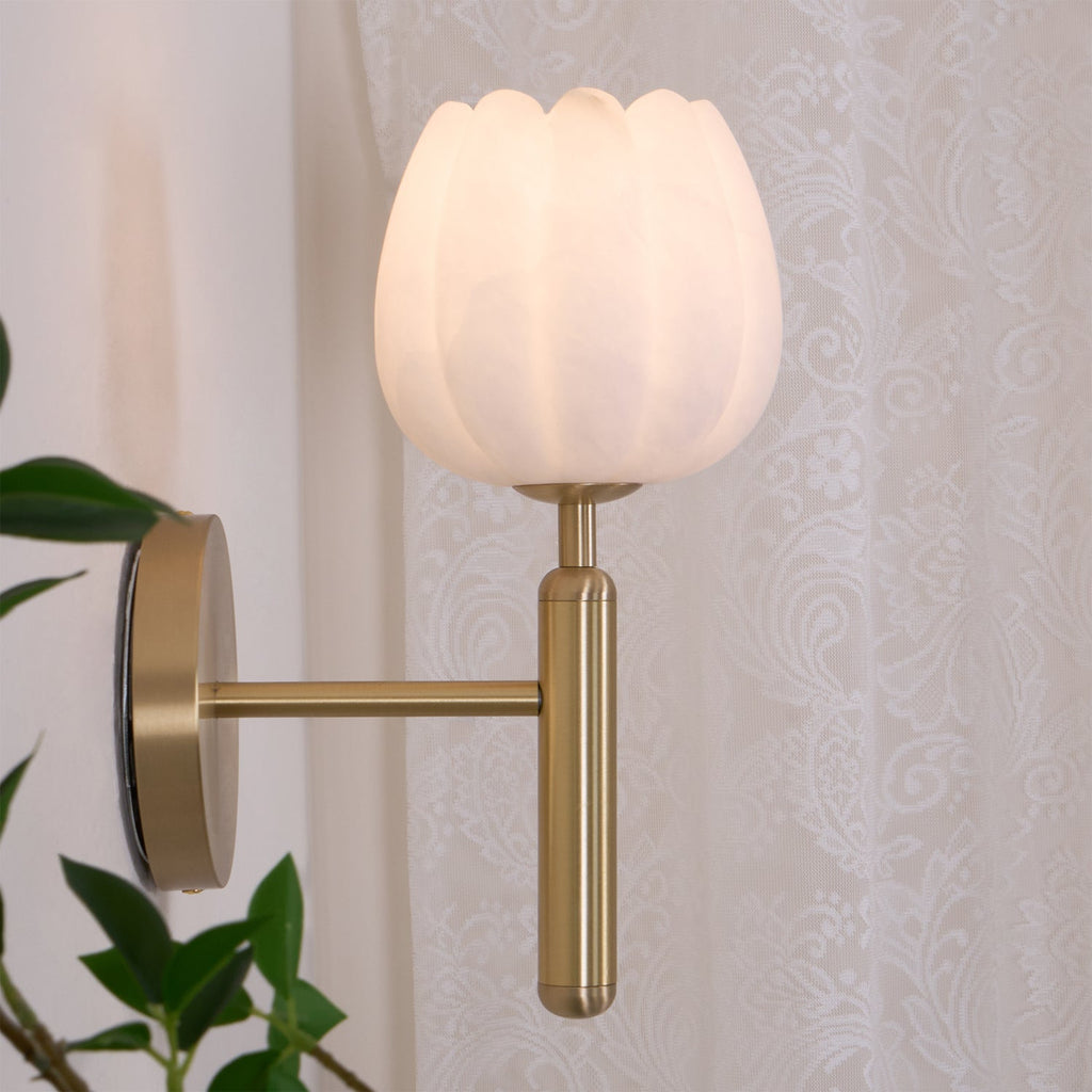Alabaster Flower Wall Light – Contemporary – Alabaster & Brass