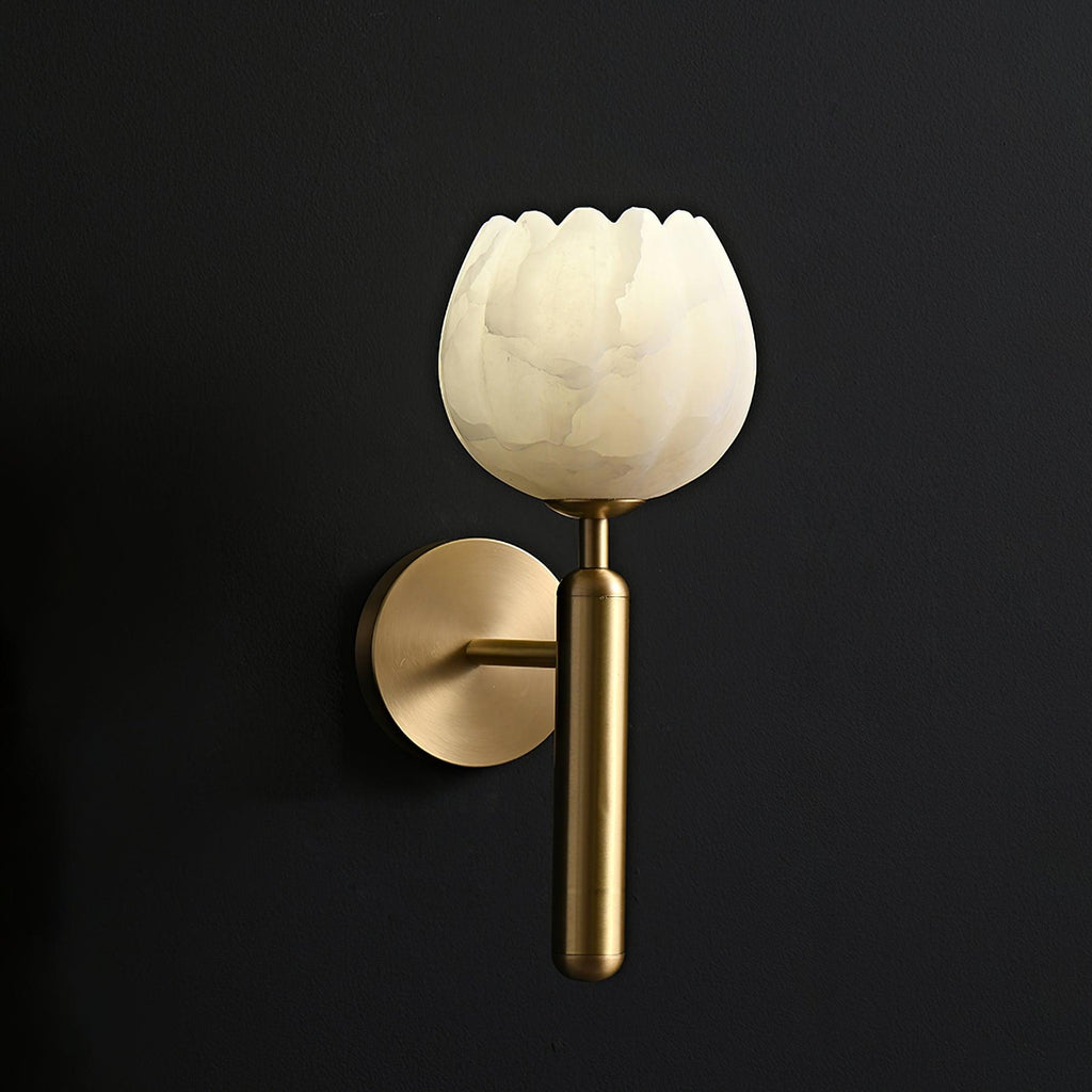 Alabaster Flower Wall Light – Contemporary – Alabaster & Brass