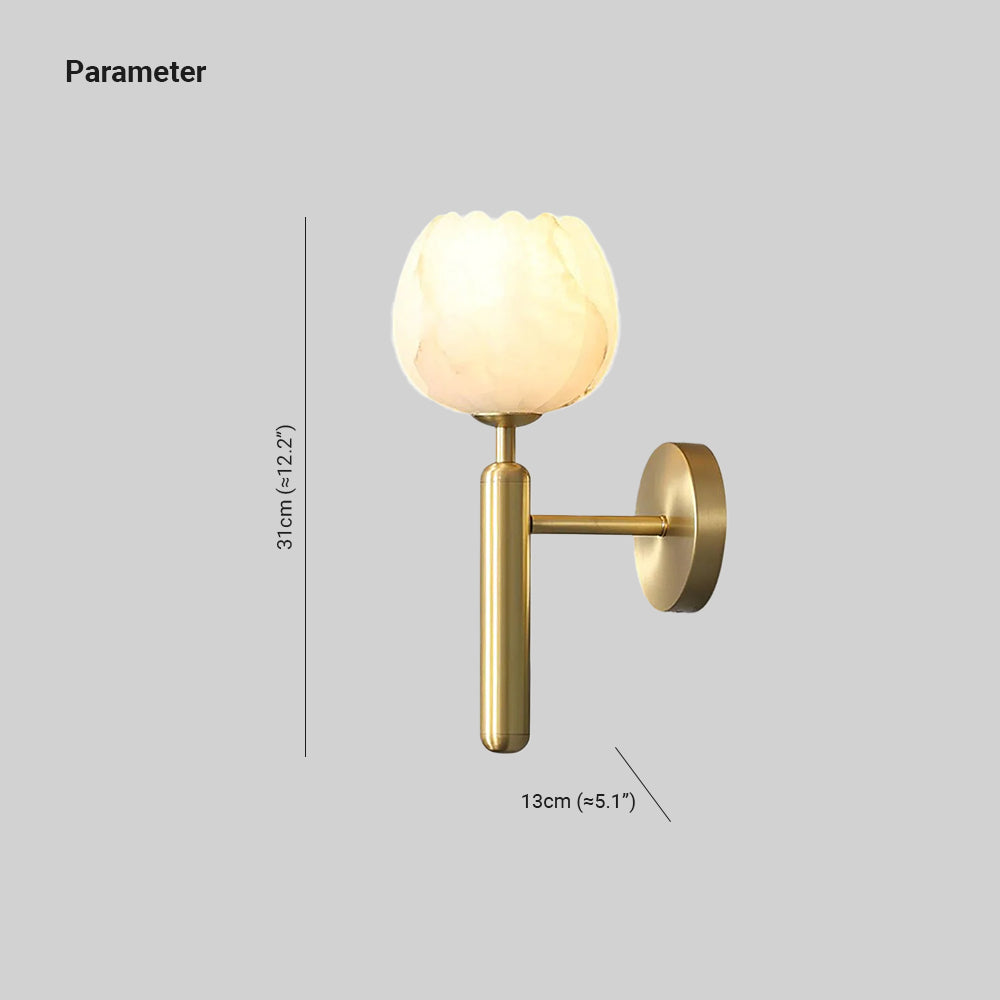 Alabaster Flower Wall Light – Contemporary – Alabaster & Brass