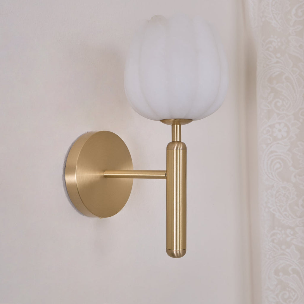 Alabaster Flower Wall Light – Contemporary – Alabaster & Brass