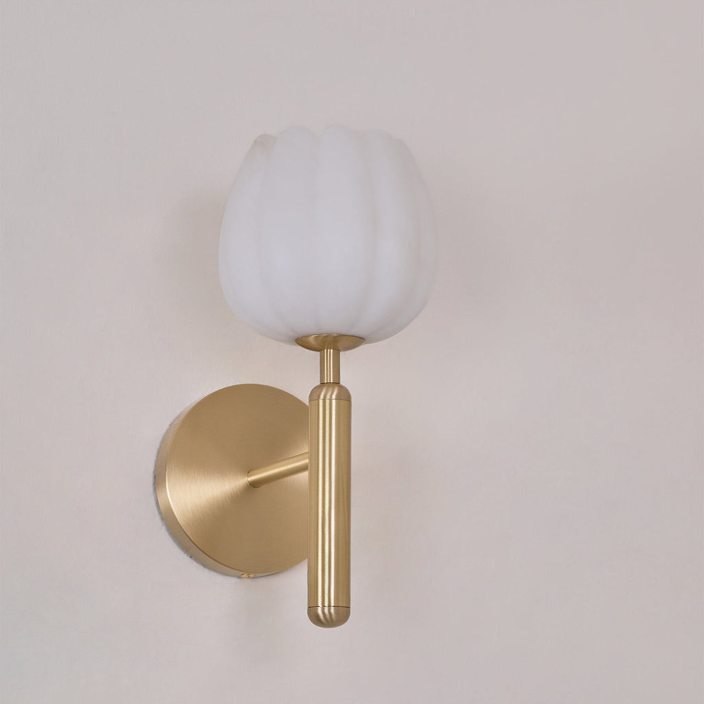 Alabaster Flower Wall Light – Contemporary – Alabaster & Brass