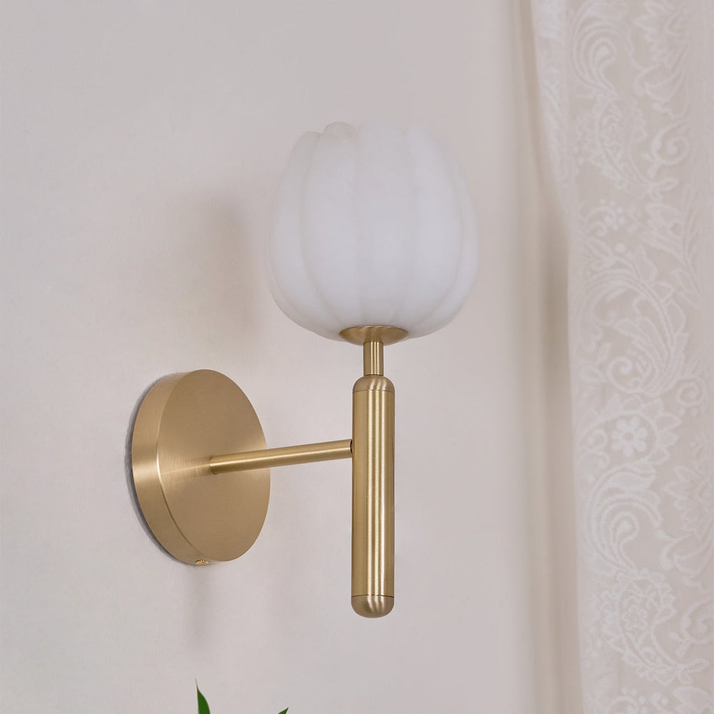 Alabaster Flower Wall Light – Contemporary – Alabaster & Brass