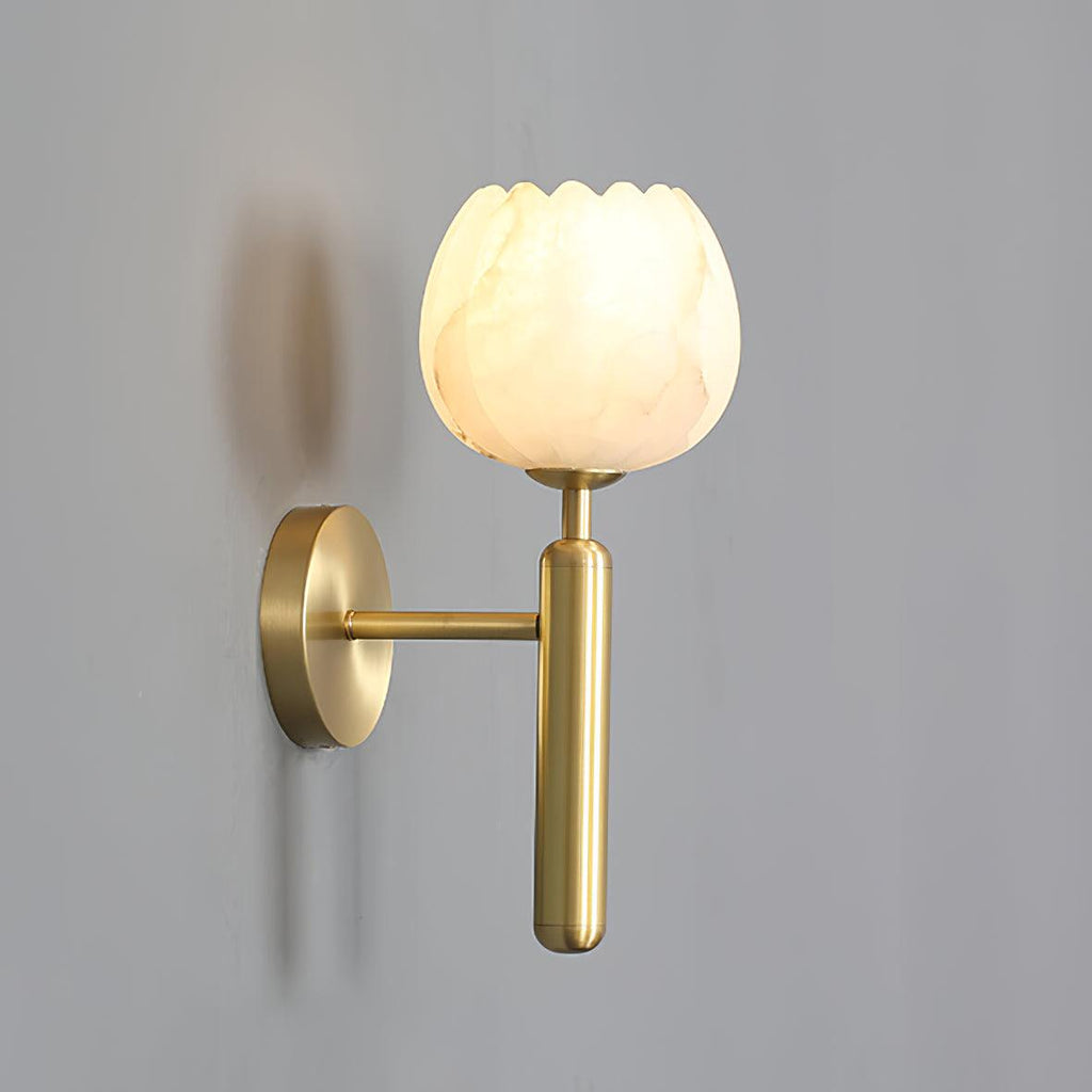 Alabaster Flower Wall Light – Contemporary – Alabaster & Brass