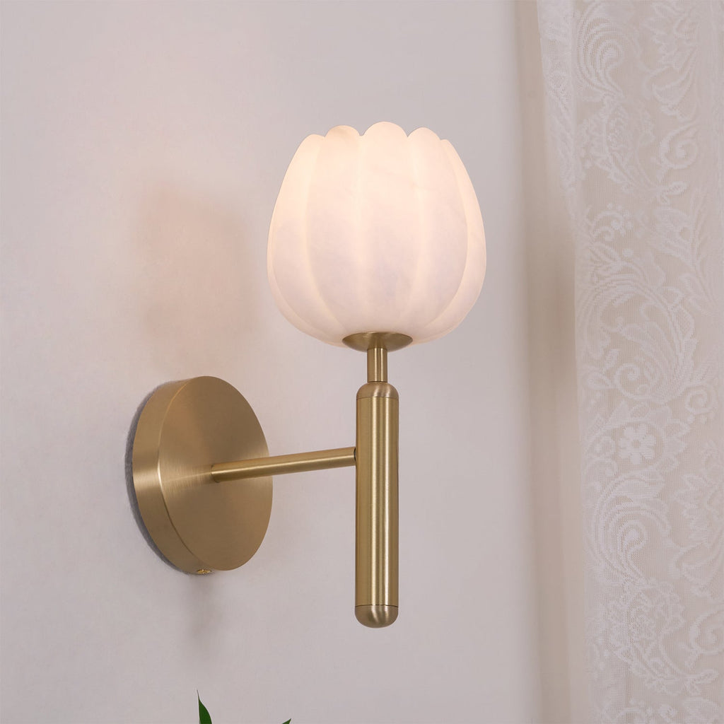 Alabaster Flower Wall Light – Contemporary – Alabaster & Brass