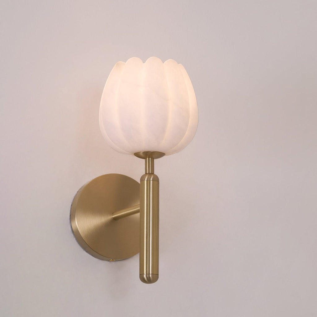 Alabaster Flower Wall Light – Contemporary – Alabaster & Brass