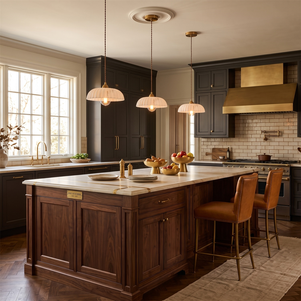 Alabaster Style Pendant Light – Contemporary – Resin & Metal