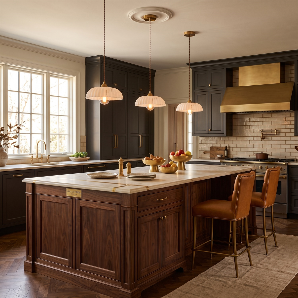 Alabaster Style Pendant Light – Contemporary – Resin & Metal