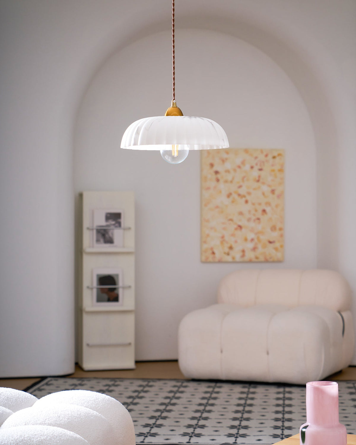 Alabaster Style Pendant Light – Contemporary – Resin & Metal