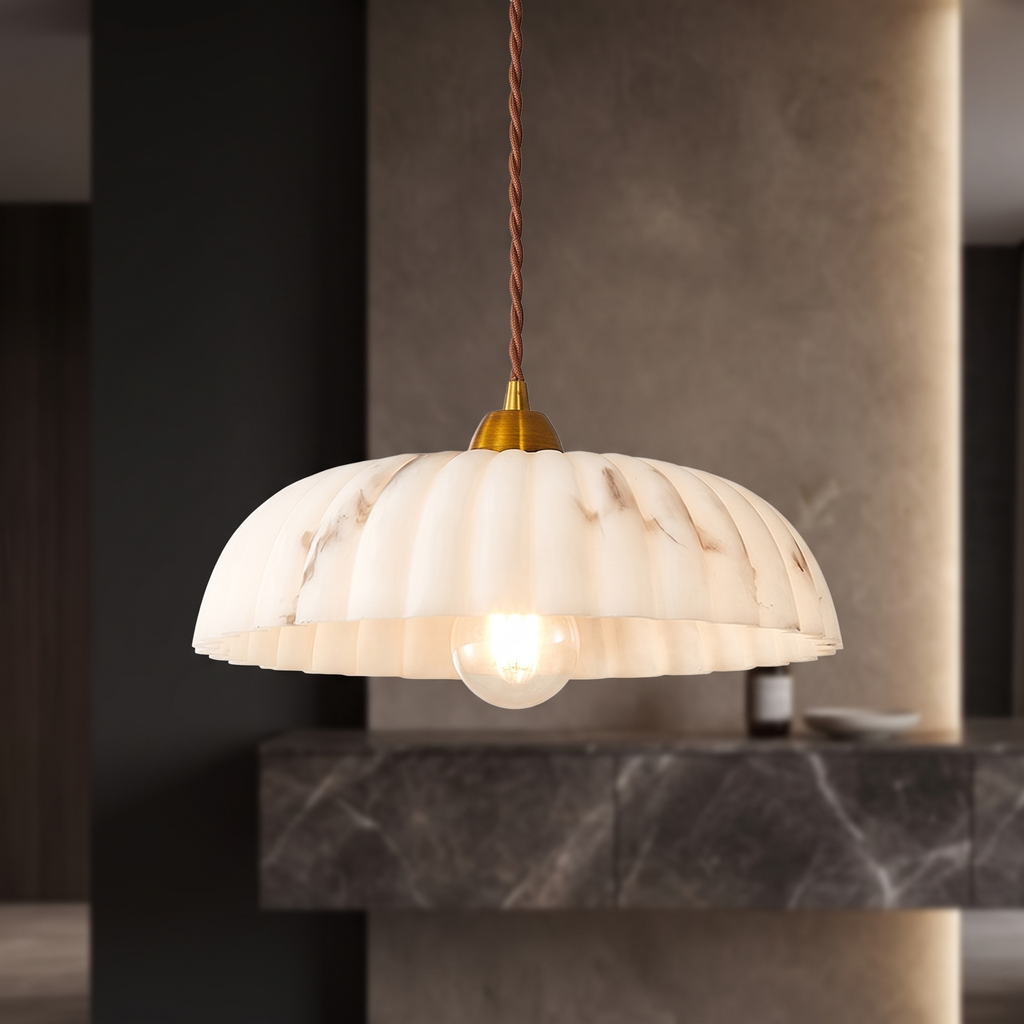 Alabaster Style Pendant Light – Contemporary – Resin & Metal