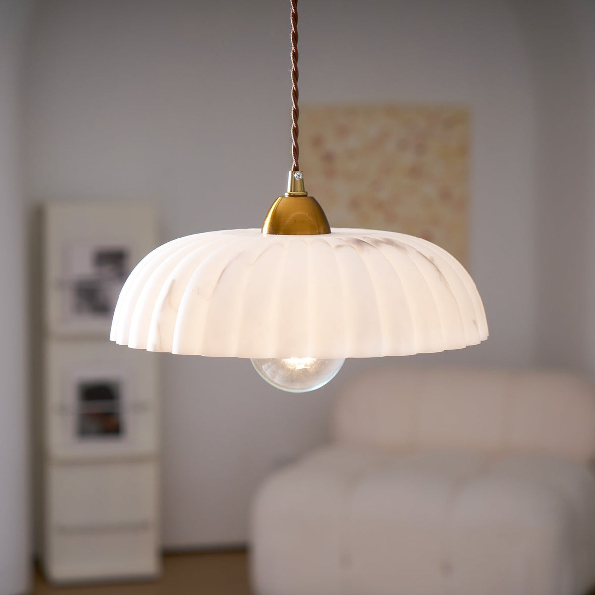 Alabaster Style Pendant Light – Contemporary – Resin & Metal