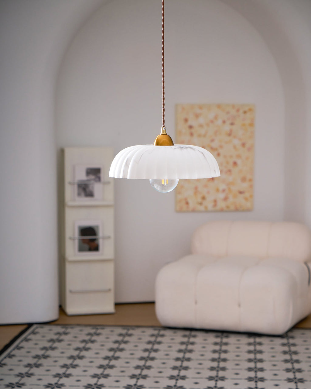 Alabaster Style Pendant Light – Contemporary – Resin & Metal