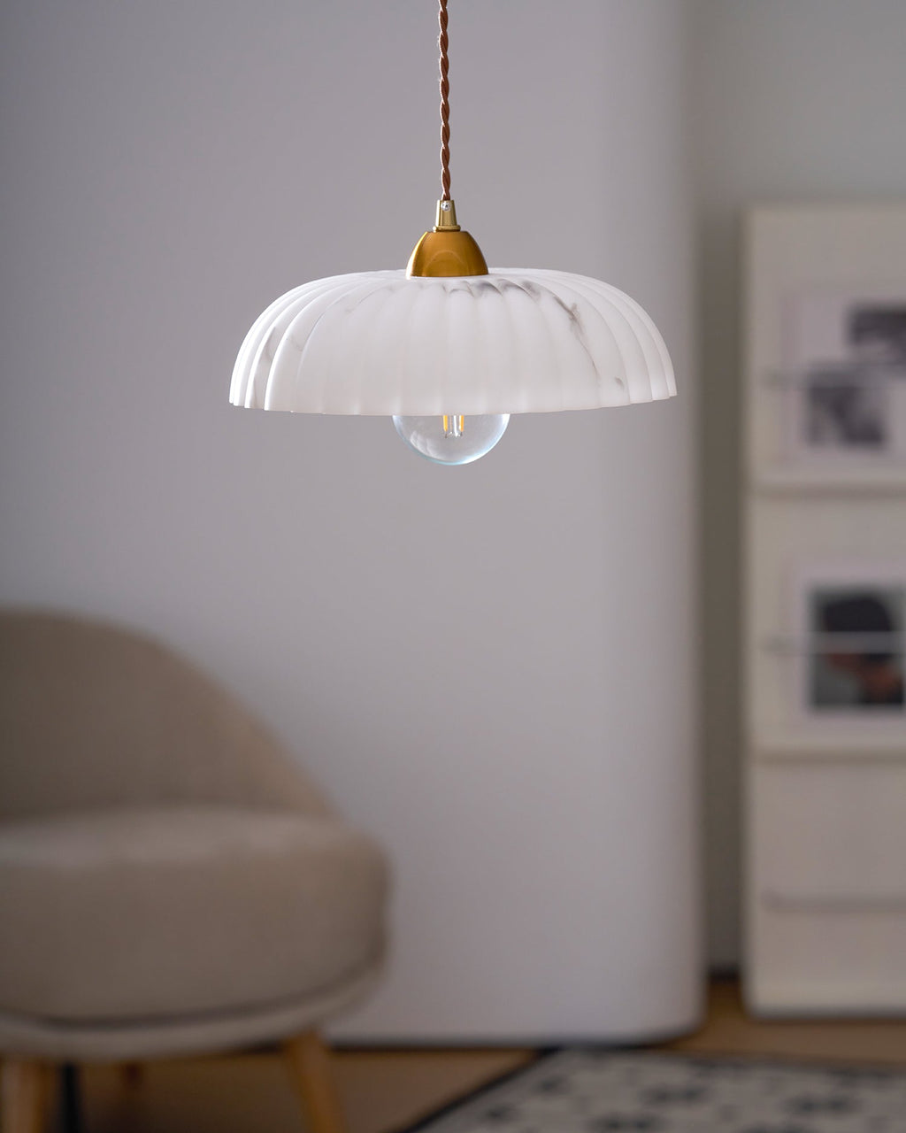 Alabaster Style Pendant Light – Contemporary – Resin & Metal