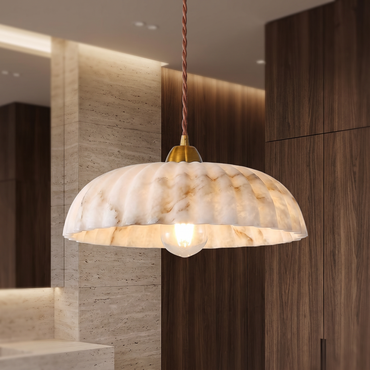 Alabaster Style Pendant Light – Contemporary – Resin & Metal