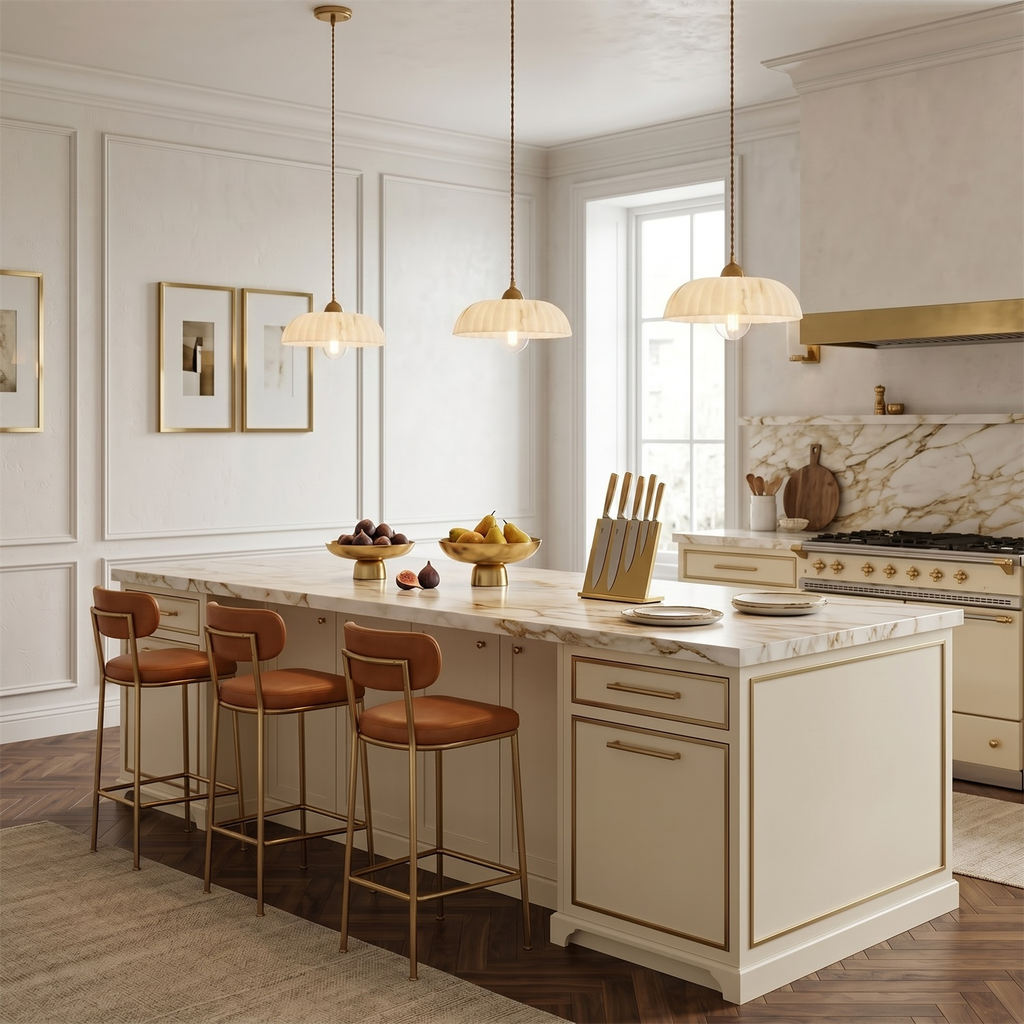 Alabaster Style Pendant Light – Contemporary – Resin & Metal