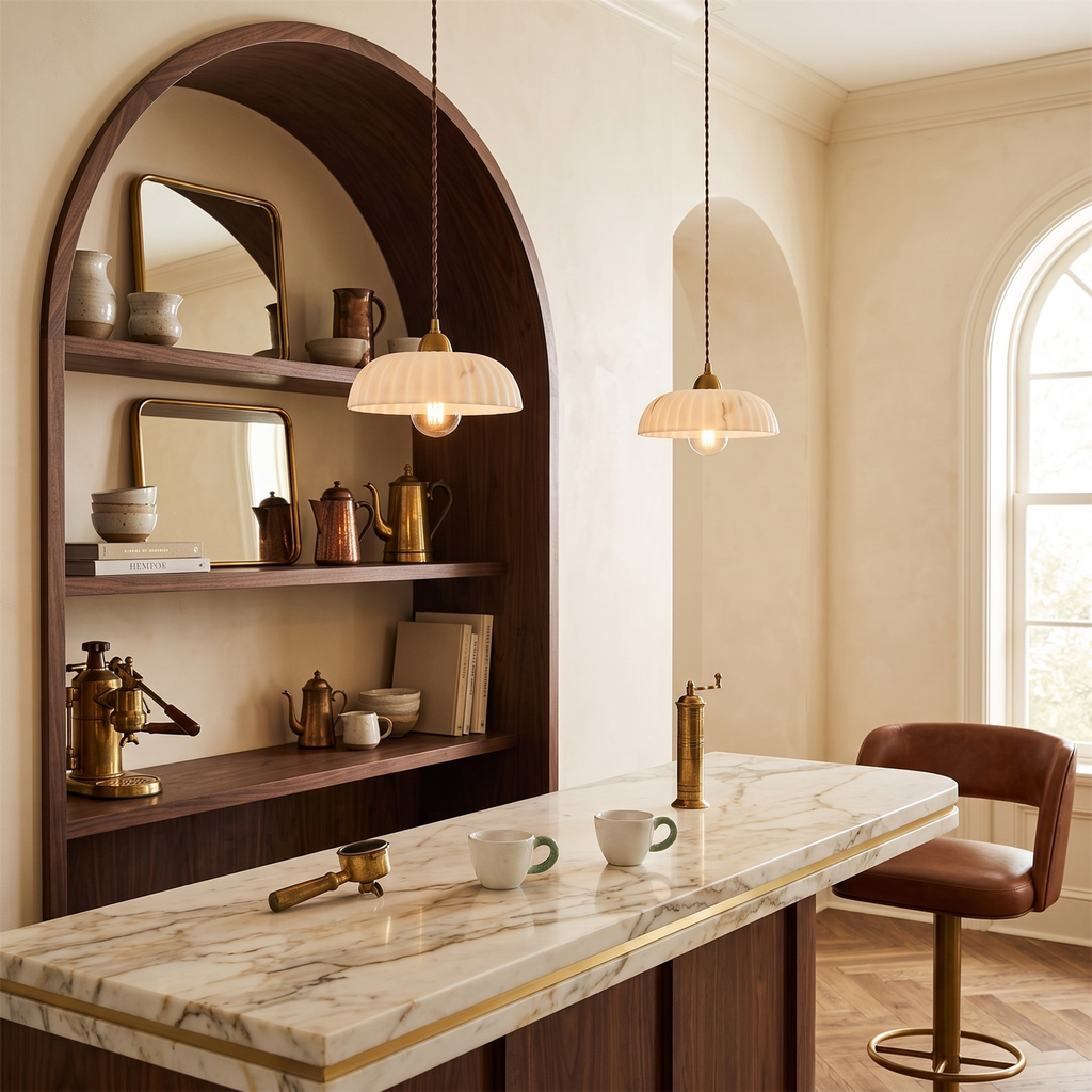 Alabaster Style Pendant Light – Contemporary – Resin & Metal