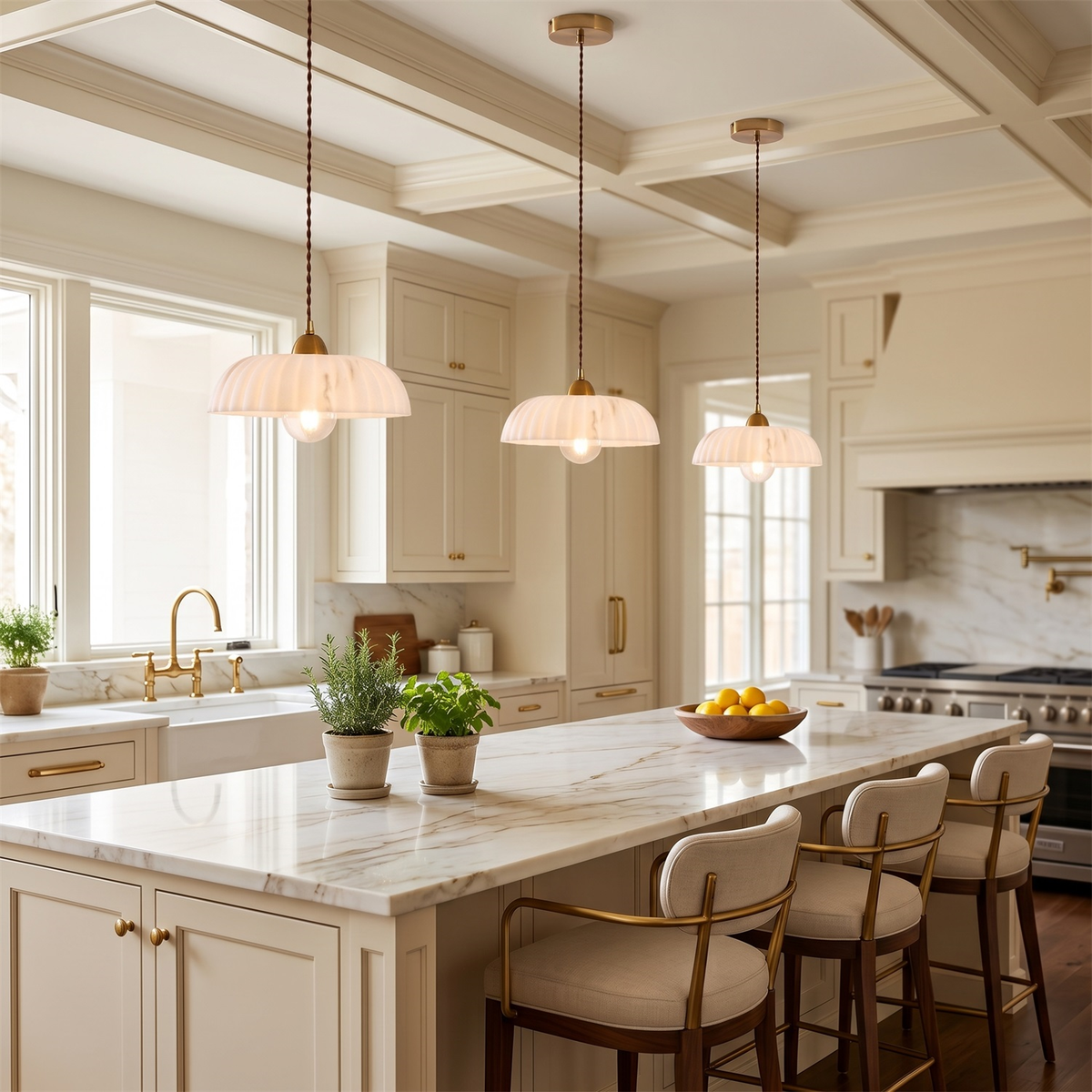Alabaster Style Pendant Light – Contemporary – Resin & Metal