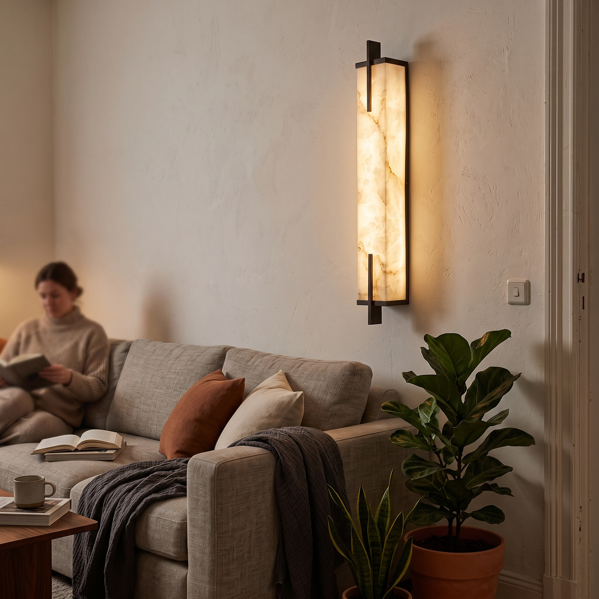 Alabaster Wall Light Vertical in living room - Zenith