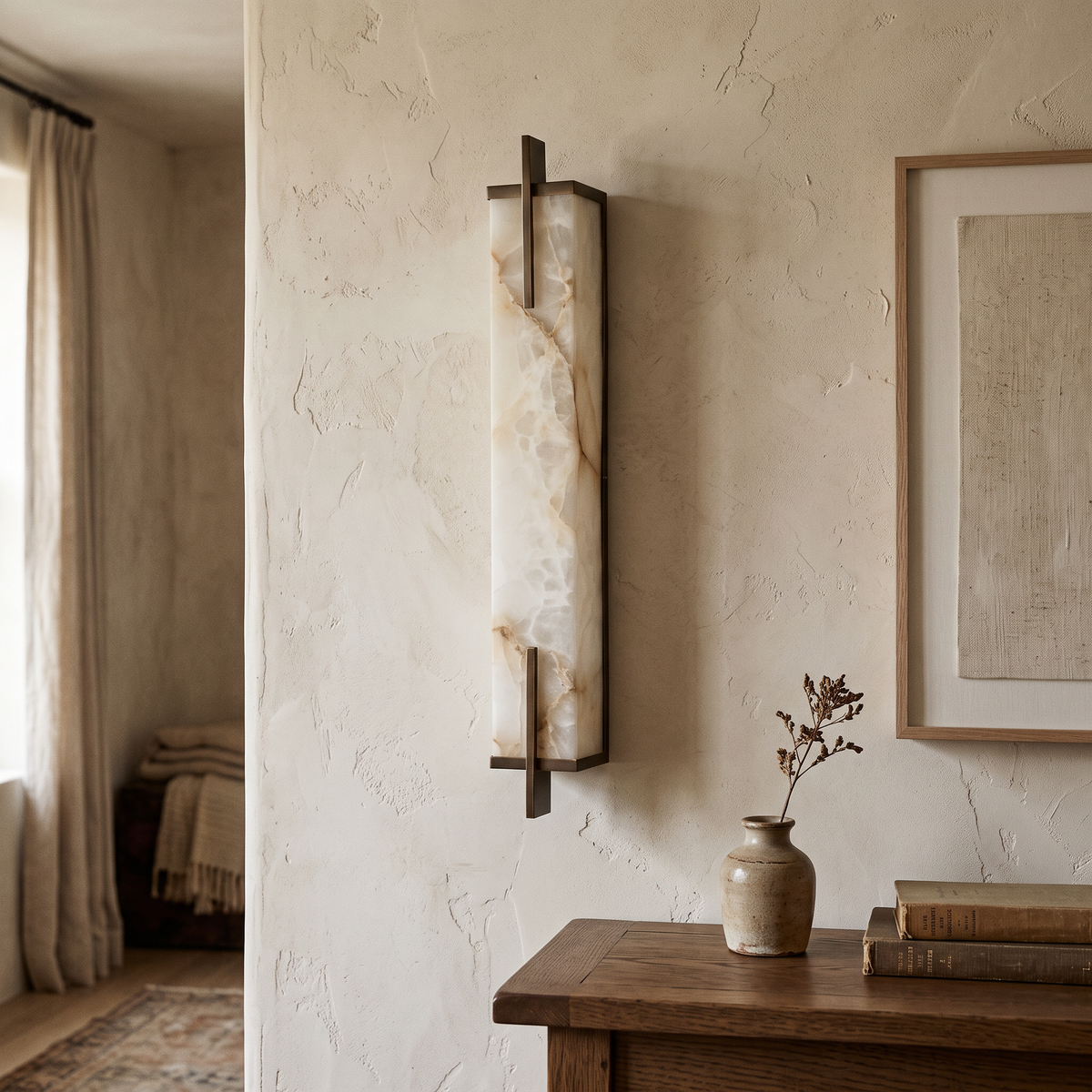 Alabaster Wall Light Vertical detail in daylight - Zenith