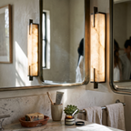 Alabaster Wall Light Vertical pair styled in interior - Zenith