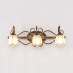 Antique Brass Finish Vanity Wall Light – E14 – Vintage – Metal & Glass