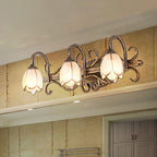 Antique Brass Finish Vanity Wall Light – E14 – Vintage – Metal & Glass