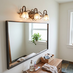 Antique Brass Vanity Wall Light above bathroom vanity - Arisha