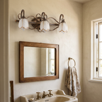 Antique Brass Vanity Wall Light detail in daylight - Arisha