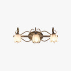 Antique Brass Finish Vanity Wall Light – E14 – Vintage – Metal & Glass