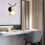 Antler Wall Light – E27 – Rustic – Wood & Glass – Black/White