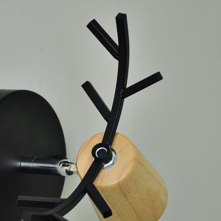 Antler Wall Light – E27 – Rustic – Wood & Glass – Black/White