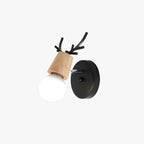 Antler Wall Light – E27 – Rustic – Wood & Glass – Black/White
