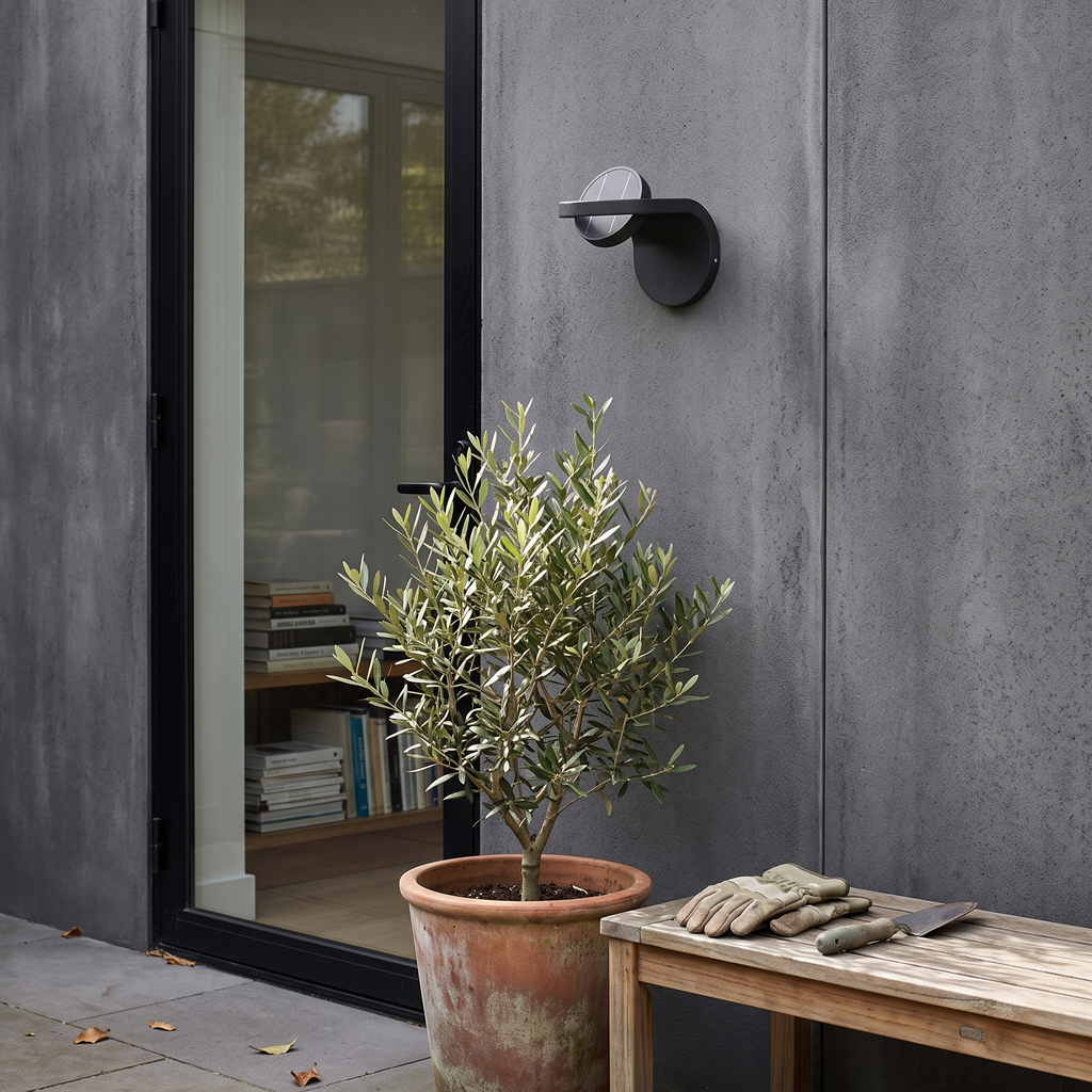 Outdoor Wall Light Adjustable Arc on house exterior by day - Ray