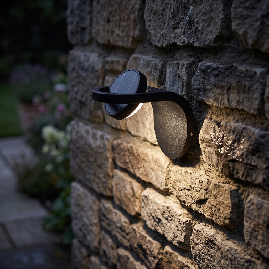 Outdoor Wall Light Adjustable Arc detail at night - Ray