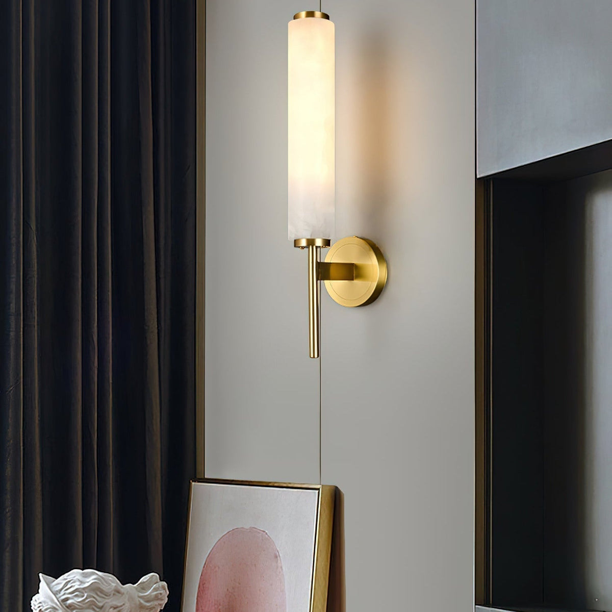 Art Deco Alabaster Wall Light – E14 – Art Deco – Alabaster & Metal