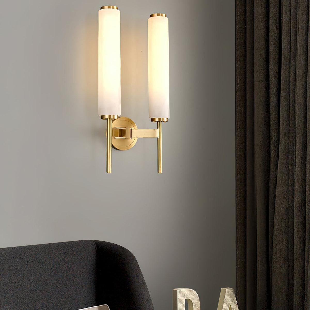 Art Deco Alabaster Wall Light – E14 – Art Deco – Alabaster & Metal