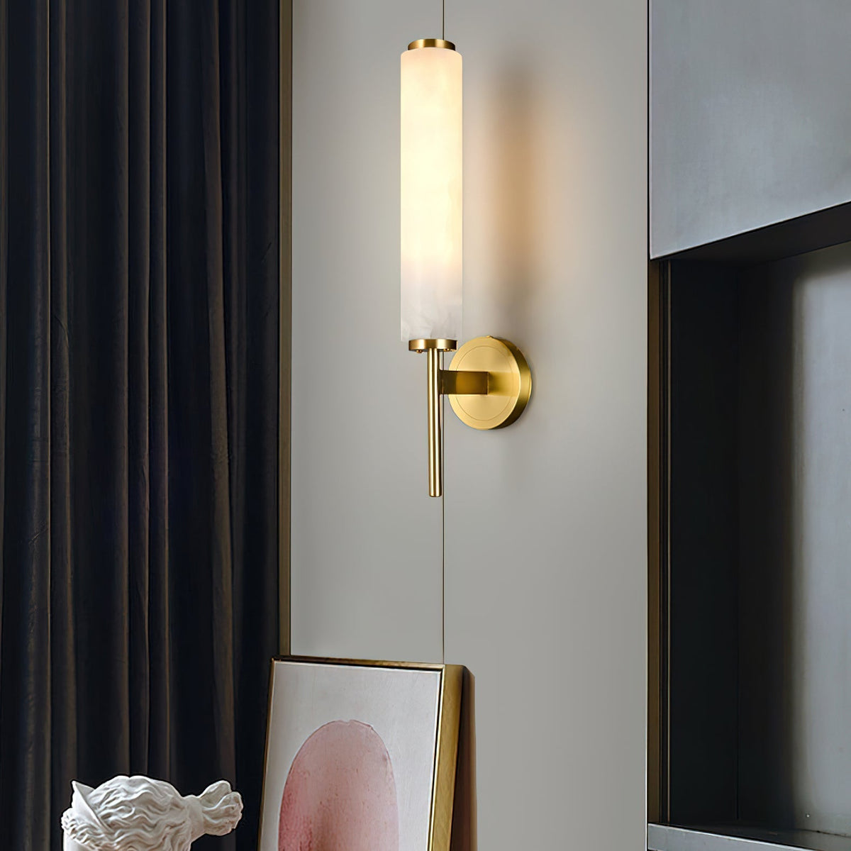 Art Deco Alabaster Wall Light – E14 – Art Deco – Alabaster & Metal