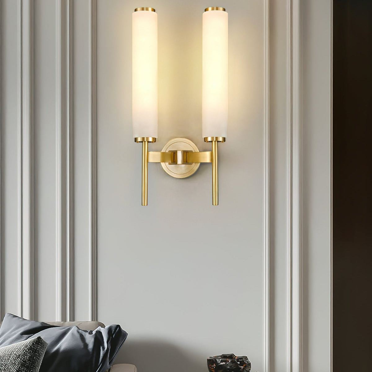 Art Deco Alabaster Wall Light – E14 – Art Deco – Alabaster & Metal