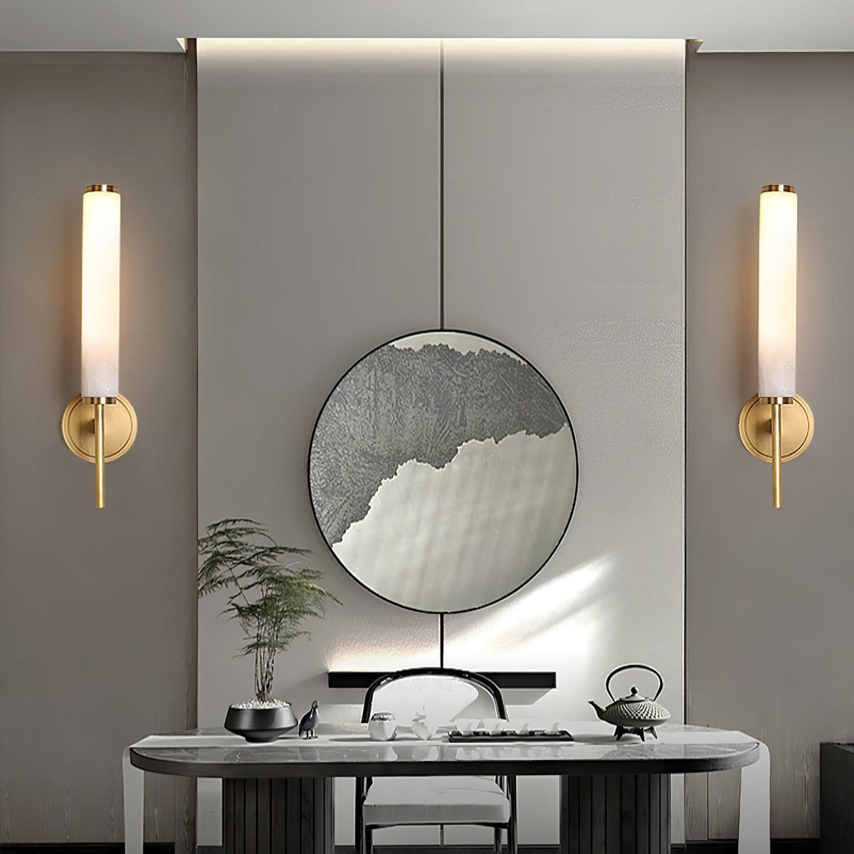 Art Deco Alabaster Wall Light – E14 – Art Deco – Alabaster & Metal