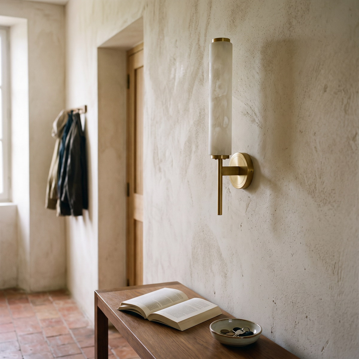 Art Deco Alabaster Wall Light detail in daylight - Kristy