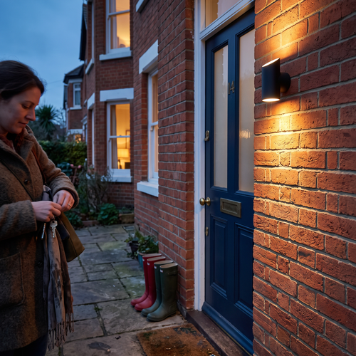 Outdoor Wall Light LED Waterproof beside front door at dusk - Ray