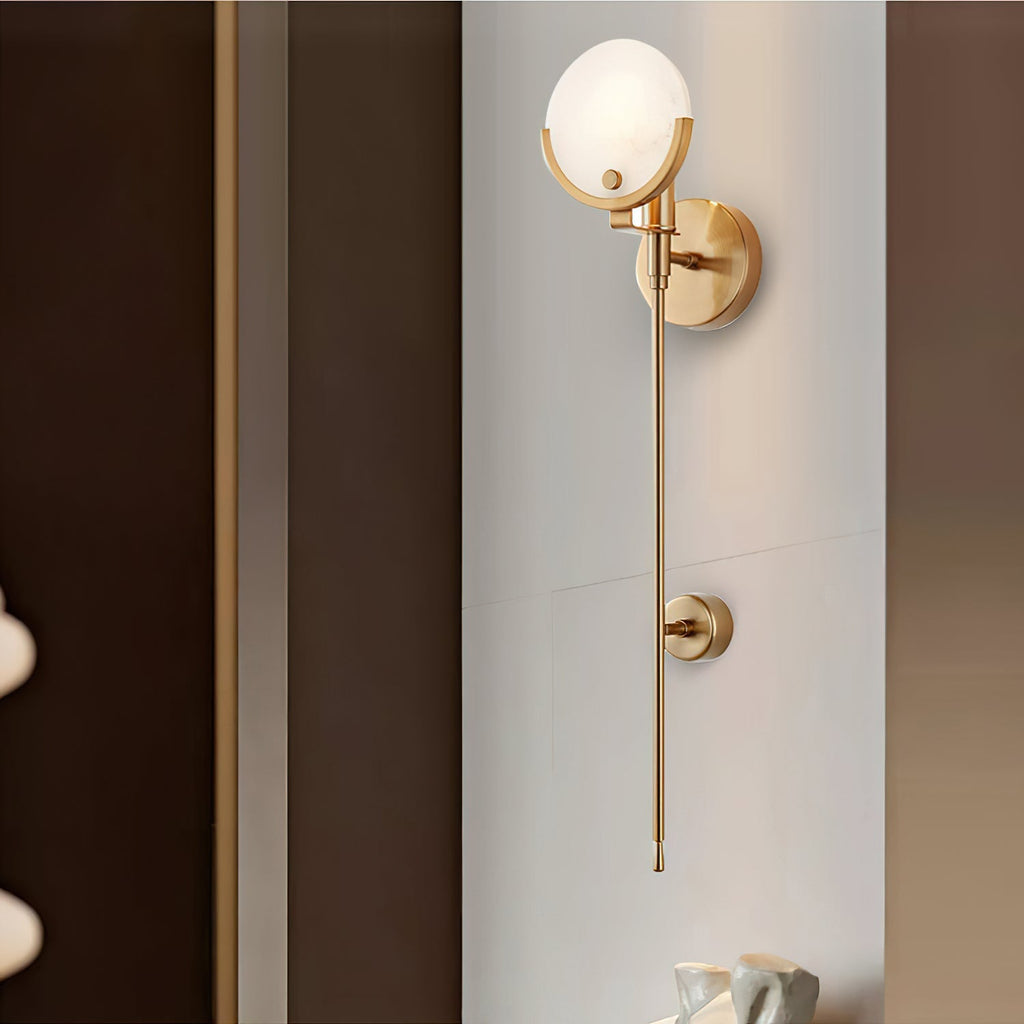 Brass Alabaster Wall Light – E14 – Modern – Alabaster & Brass – Brass
