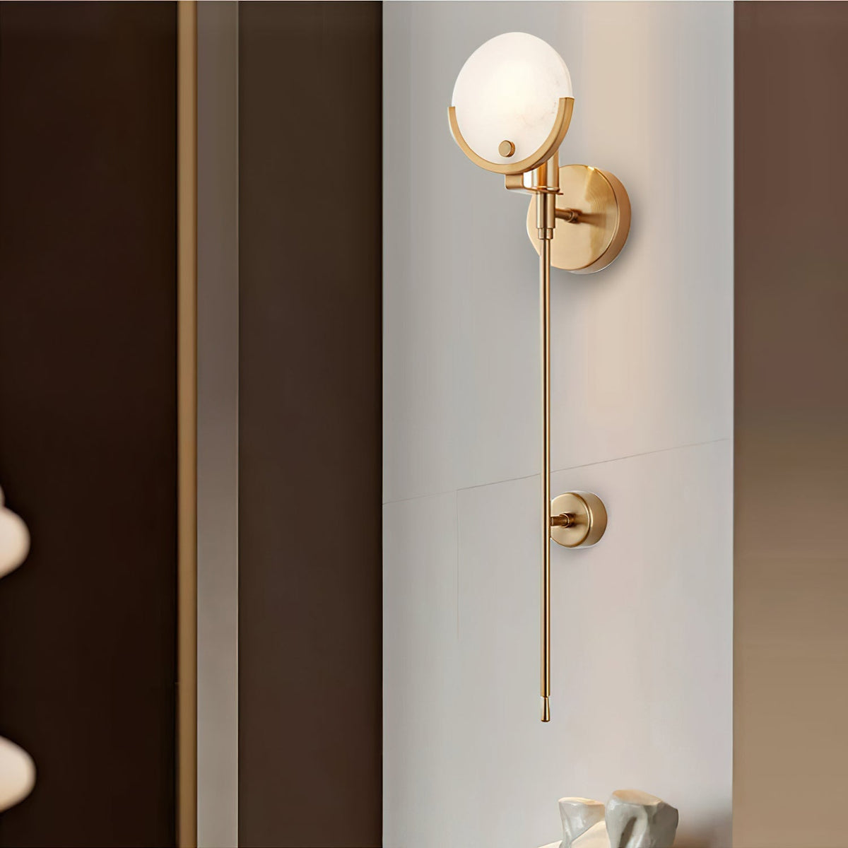Brass Alabaster Wall Light – E14 – Modern – Alabaster & Brass – Brass