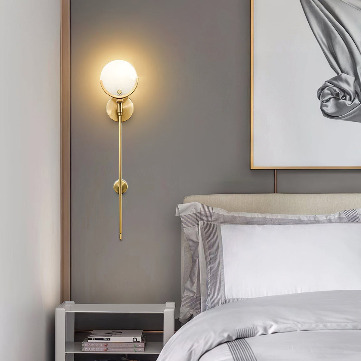 Brass Alabaster Wall Light – E14 – Modern – Alabaster & Brass – Brass